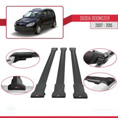 Skoda Roomster 2007-2015 Arası ile Uyumlu FLY Model Ara Atkı Tavan Barı SİYAH 3 ADET BAR