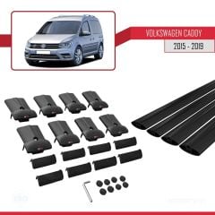 Volkswagen Caddy 2015-2019 Arası ile uyumlu FLY Model Ara Atkı Tavan Barı SİYAH 4 ADET BAR