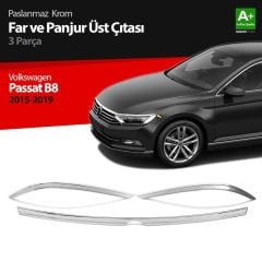 Volkswagen Passat Uyumlu B8 Krom Far Üzeri Çıta Seti 3 Parça 2015 Üzeri