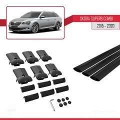 Skoda SuperB COMBI 2015-2020 Arası ile Uyumlu FLY Model Ara Atkı Tavan Barı SİYAH 3 ADET BAR