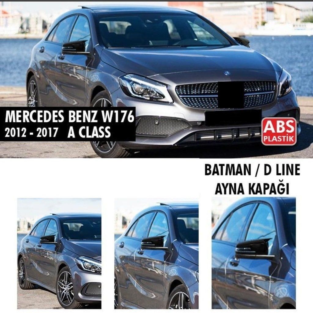 Mercedes A Uyumlu Serisi W176 (2012-2017) Batman Ayna Kapağı (Parlak Siyah)