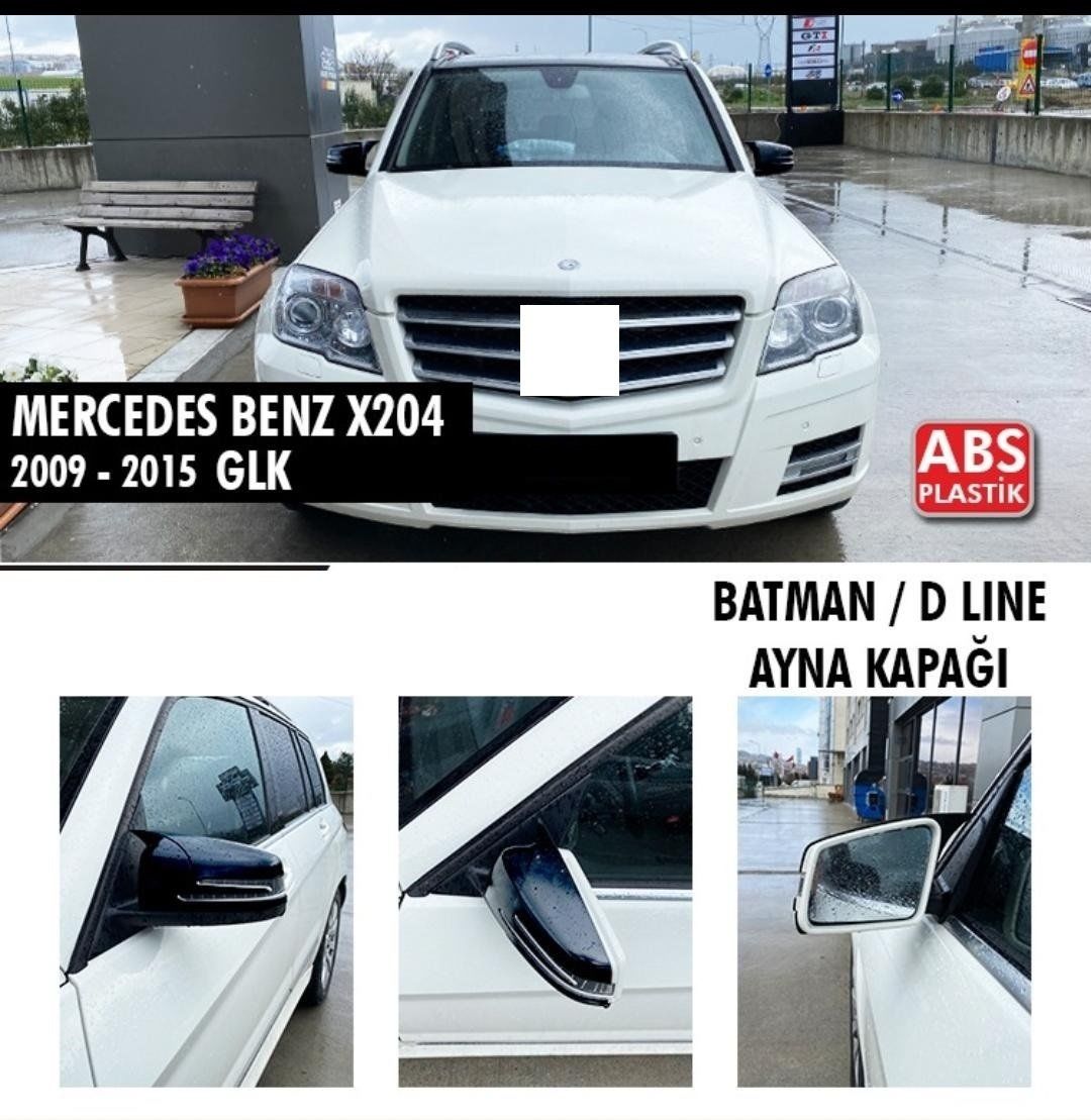 Mercedes Glk Uyumlu Serisi X204 (2009-2015) Batman Yarasa Ayna Kapağı (Parlak Siyah)