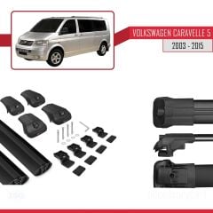 Volkswagen Caravelle (T5) 2003-2015 Arası ile uyumlu ACE-1 Ara Atkı Tavan Barı SİYAH