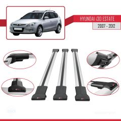 Hyundai İ30 ESTATE 2007-2012 Arası ile Uyumlu FLY Model Ara Atkı Tavan Barı GRİ 3 ADET BAR