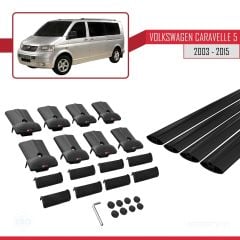 Volkswagen Caravelle (T5) 2003-2015 Arası ile uyumlu FLY Model Ara Atkı Tavan Barı SİYAH 4 ADET BAR