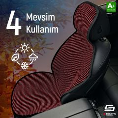 Alfa Romeo Stelvio Uyumlu Koltuk Kılıfı Minder Çizgili Siyah Kırmızı 2+1 Ön Arka Set