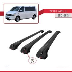 Volkswagen Caravelle (T6) 2015 ve Sonrası ile uyumlu ACE-1 Ara Atkı Tavan Barı SİYAH 3 ADET BAR