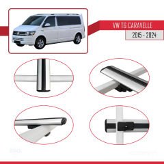 Volkswagen Caravelle (T6) 2015 ve Sonrası ile uyumlu Basic Model Ara Atkı Tavan Barı GRİ 3 ADET