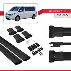 Volkswagen Caravelle (T6) 2015 ve Sonrası ile Uyumlu FLY Model Ara Atkı Tavan Barı SİYAH