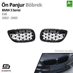 S-Dizayn Bmw 3 Serisi E46 Ön Panjur Böbrek Parlak Siyah Piano Black Diamond Model 2002-2005