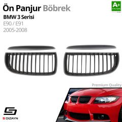 S-Dizayn Bmw 3 Serisi E90/E91 Ön Panjur Böbrek Parlak Siyah Piano Black Düz Model 2005-2008