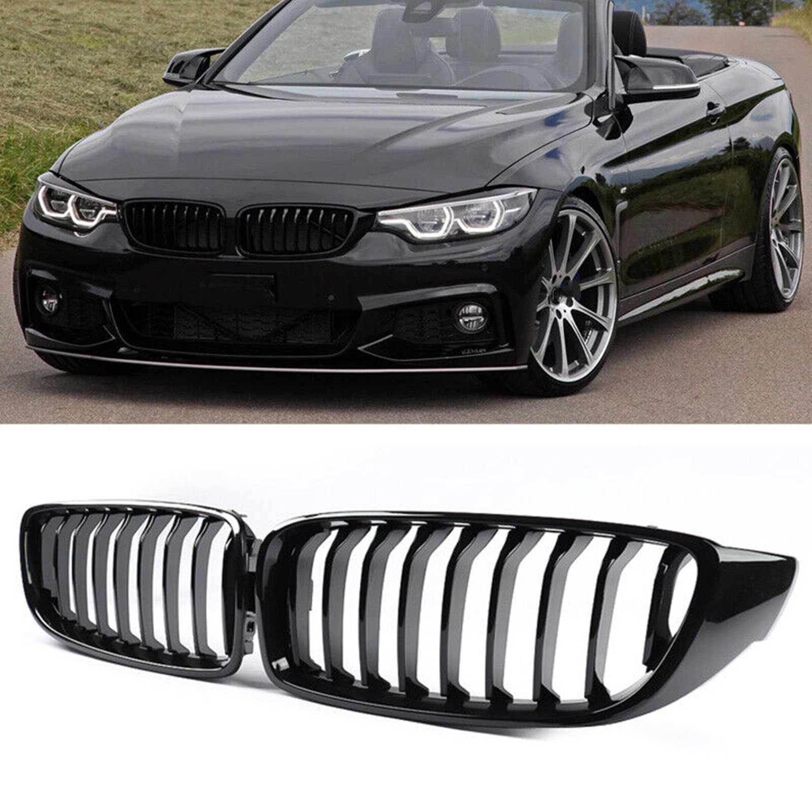 S-Dizayn Bmw 3 Serisi F30/F31/F35 Ön Panjur Böbrek Parlak Siyah Piano Black 11'li Düz Model 2012-2017