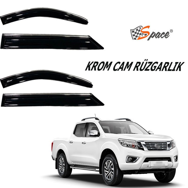 Krom Cam Rüzgarlığı Nissan Navara Pickup 2017-2021 / Caru404