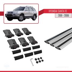 Hyundai Santa Fe (SM) 2001-2006 Arası ile uyumlu FLY Model Ara Atkı Tavan Barı GRİ 3 ADET BAR