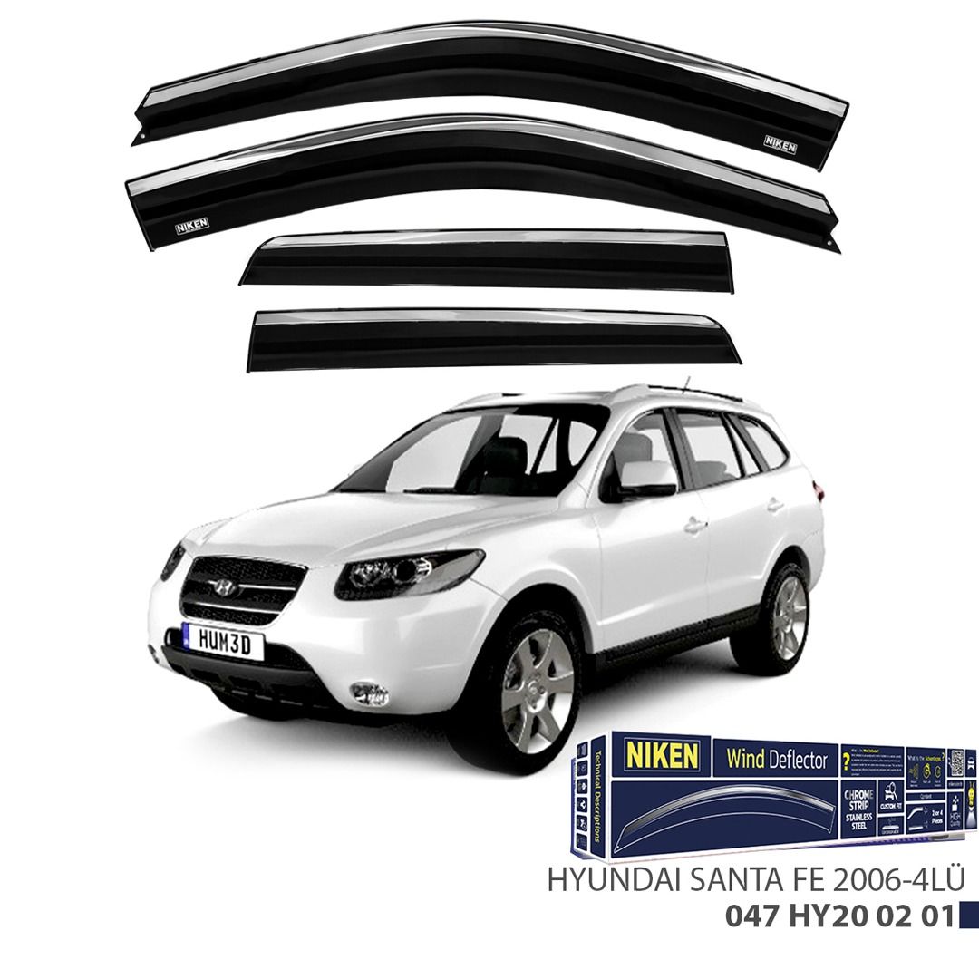 Niken Hyundai Santa Fe 2006- Kromlu Cam Rüzgarlığı 4 LÜ