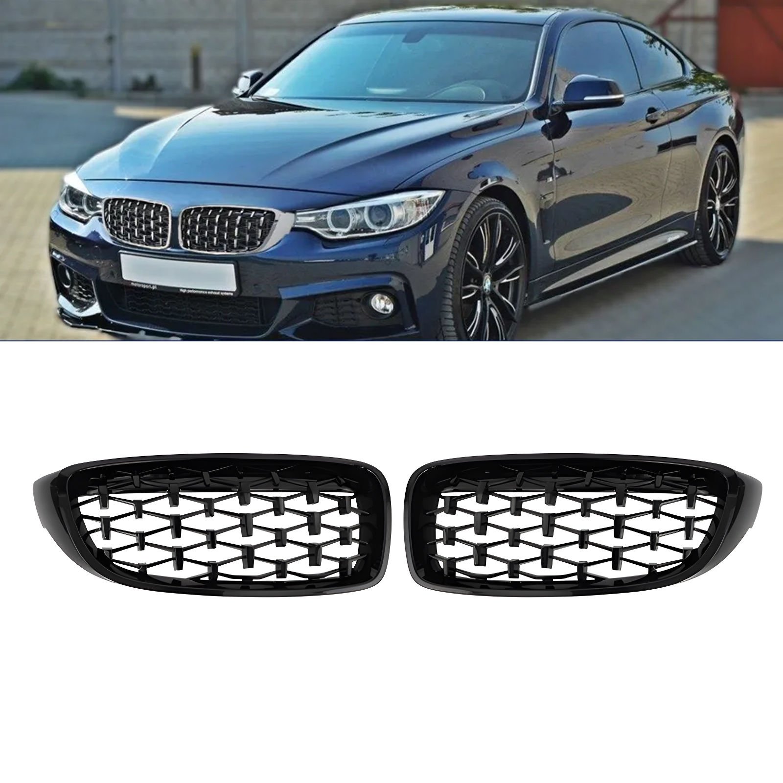 S-Dizayn Bmw 4 Serisi F32/F33/F36 Ön Panjur Böbrek Parlak Siyah Piano Black Diamond Model 2012-2017