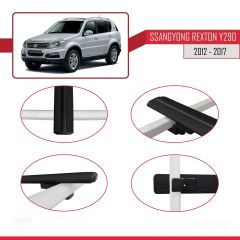 Ssangyong Rexton (Y290) 2012-2017 Arası ile uyumlu Basic Model Ara Atkı Tavan Barı SİYAH 3 ADET