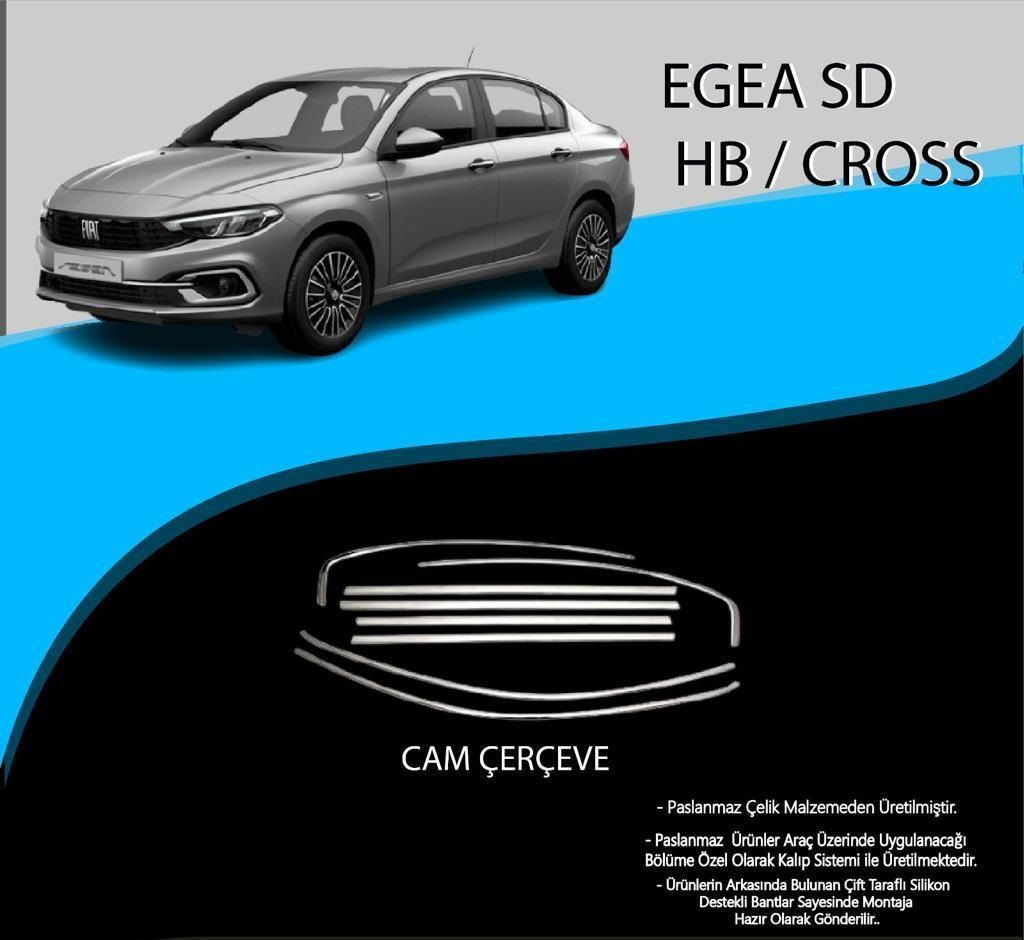 Fiat Egea Uyumlu Sedan Krom Cam Çerçevesi 8 Parça (2015+)