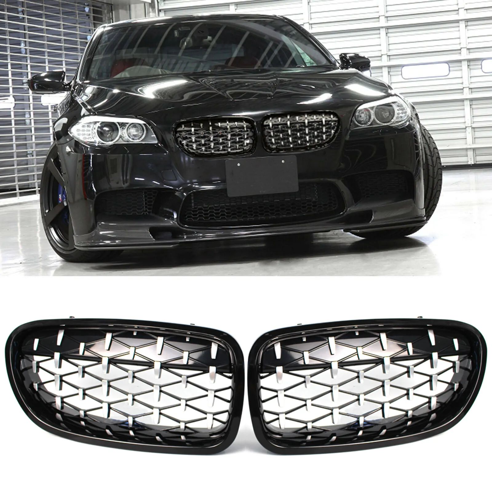 S-Dizayn Bmw 5 Serisi F10/F11/F18 Ön Panjur Böbrek Parlak Siyah Çerçeveli Krom Diamond Model 2010-2016