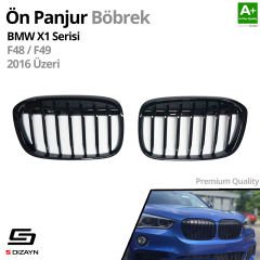 S-Dizayn Bmw X1 F48/F49 Ön Panjur Böbrek Parlak Siyah Piano Black Düz Model 2016 Üzeri