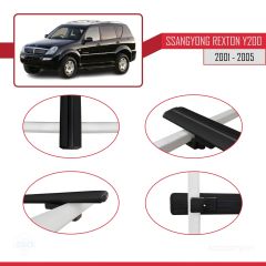 Ssangyong Rexton Y200 2001-2005 Arası ile uyumlu Basic Model Ara Atkı Tavan Barı SİYAH 3 ADET