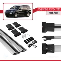 Ssangyong Rexton Y200 2001-2005 Arası ile uyumlu FLY Model Ara Atkı Tavan Barı GRİ