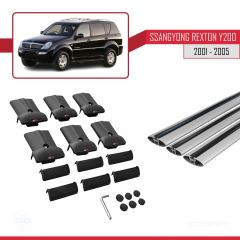 Ssangyong Rexton Y200 2001-2005 Arası ile uyumlu FLY Model Ara Atkı Tavan Barı GRİ 3 ADET BAR