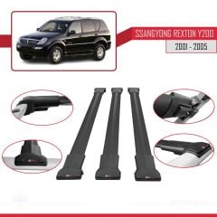 Ssangyong Rexton Y200 2001-2005 Arası ile uyumlu FLY Model Ara Atkı Tavan Barı SİYAH 3 ADET BAR