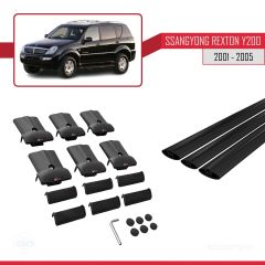 Ssangyong Rexton Y200 2001-2005 Arası ile uyumlu FLY Model Ara Atkı Tavan Barı SİYAH 3 ADET BAR