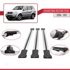 Ssangyong Rexton Y250 2006-2012 Arası ile uyumlu FLY Model Ara Atkı Tavan Barı GRİ 3 ADET BAR