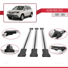 Acura MDX (YD2) 2007-2013 Arası ile Uyumlu FLY Model Ara Atkı Tavan Barı GRİ 3 ADET BAR