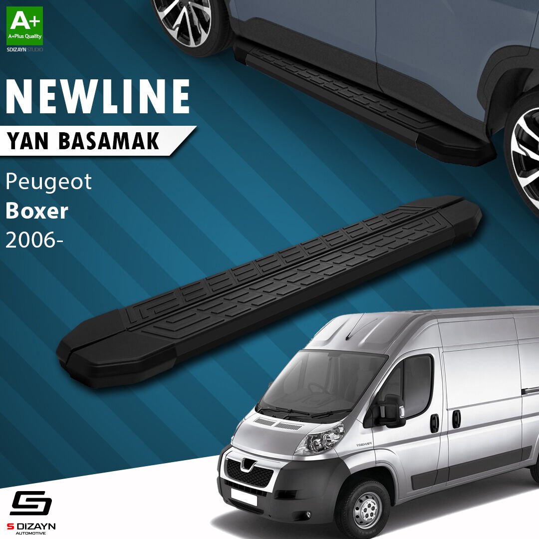 S-Dizayn Peugeot Boxer 3 Kısa Şase NewLine Siyah Yan Basamak 203 Cm 2006 Üzeri A+ Kalite