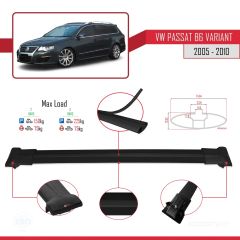 Volkswagen Passat (B6) VARIANT 2005-2010 Arası ile uyumlu FLY Model Ara Atkı Tavan Barı SİYAH