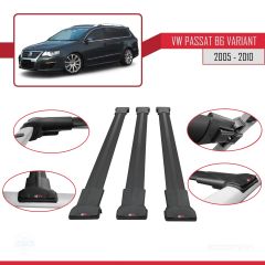 Volkswagen Passat (B6) VARIANT 2005-2010 Arası ile Uyumlu FLY Model Ara Atkı Tavan Barı SİYAH 3 ADET BAR