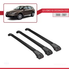 Alfa Romeo 156 Crosswagon (T932) 2000-2007 Arası ile uyumlu ACE-1 Ara Atkı Tavan Barı SİYAH 3 ADET BAR