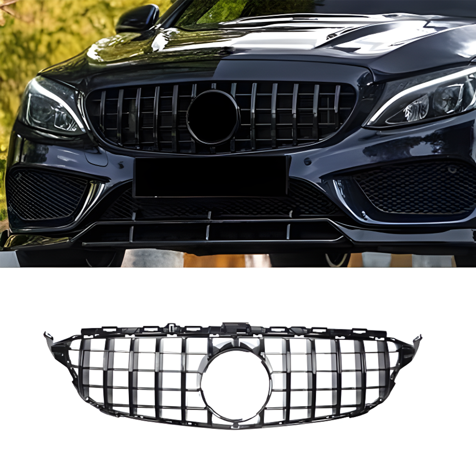 S-Dizayn Mercedes C-Class W205 Ön Panjur Parlak Siyah Piano Black GTR Model 2015-2018