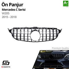 S-Dizayn Mercedes C-Class W205 Ön Panjur Parlak Siyah Piano Black GTR Model 2015-2018