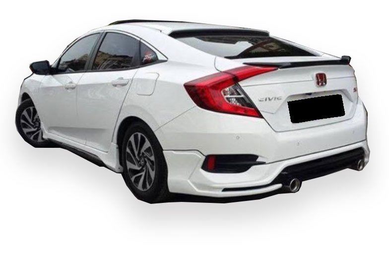 Honda Civic Uyumlu Fc5 Sedan (2015-2018) Turbo Arka Tampon Eki - Difüzör (Plastik)