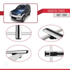 Daihatsu Terios 1997-2005 Arası ile uyumlu Basic Model Ara Atkı Tavan Barı GRİ 3 ADET