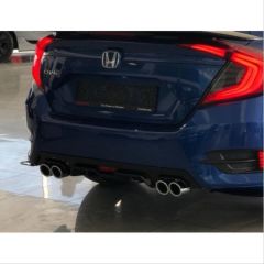 Honda Civic Uyumlu Fc5 2016-2020 Difüzör 4 Egzoz Piano Black