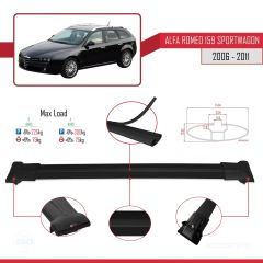 Alfa Romeo 159 SPORTWAGON 2006-2011 Arası ile Uyumlu FLY Model Ara Atkı Tavan Barı SİYAH 3 ADET BAR