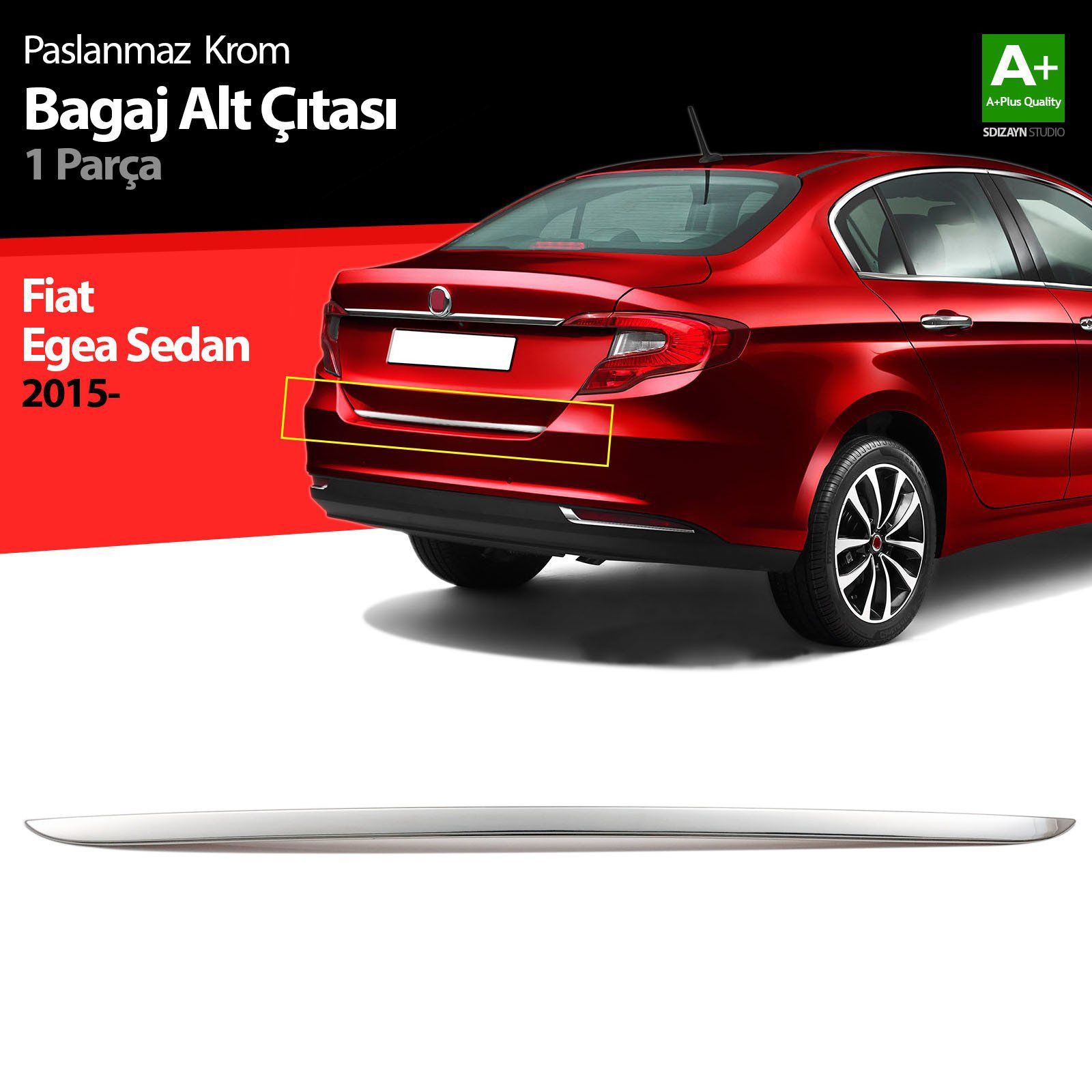 Fiat Egea Uyumlu Sedan Krom Bagaj Alt Çıtası 2015 Üzeri