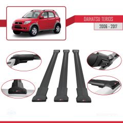 Daihatsu Terios 2006-2017 Arası ile Uyumlu FLY Model Ara Atkı Tavan Barı SİYAH 3 ADET BAR