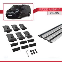Mercedes Viano (W447) 2015 ve Sonrası ile Uyumlu FLY Model Ara Atkı Tavan Barı GRİ 3 ADET BAR