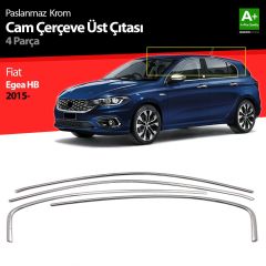 Fiat Egea Uyumlu Hatchback Krom Cam Üst Çıtası 4 Parça. 2015 Üzeri