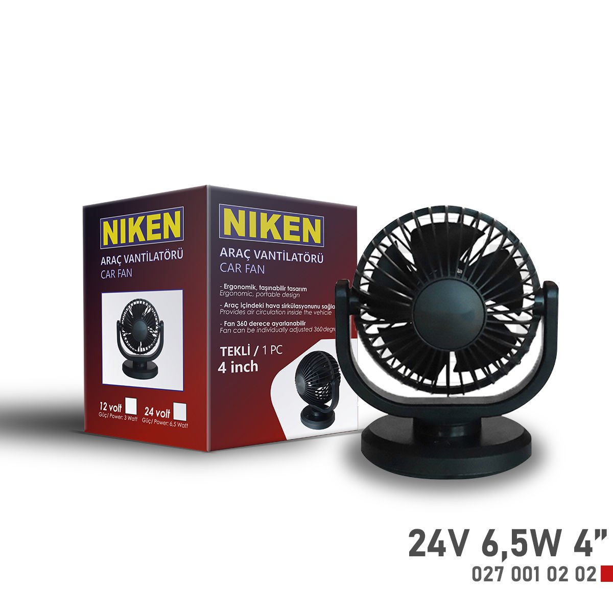 Niken Küçük Tek Başlı 24V Vantilatör 4 Inç 6,5W