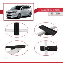 Ssangyong Turismo 2013-2019 Arası ile uyumlu Basic Model Ara Atkı Tavan Barı SİYAH 3 ADET