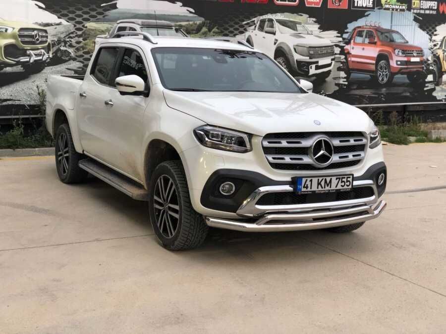 Mercedes X-Class Uyumlu Off Road Tampon Koruma Demiri Krom Çiftli Bıyık 2017+ Pst17 Parça