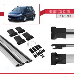 Peugeot 206 Estate 2002-2008 Arası ile uyumlu FLY Model Ara Atkı Tavan Barı GRİ