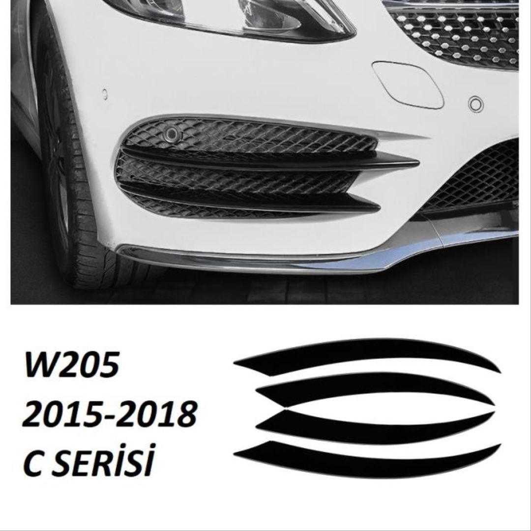 Mercedes W205 Uyumlu 2015-2018 Sis Kası 4 Parça (Piano Black)